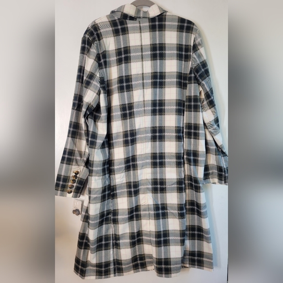 NWT Free People Freddie Longline Plaid Blazer Green Cream - Picture 5 of 9